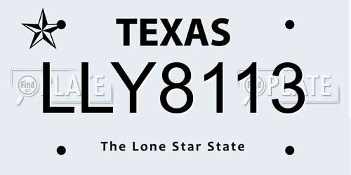 LLY8113 Texas License Plate