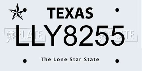 LLY8255 Texas License Plate