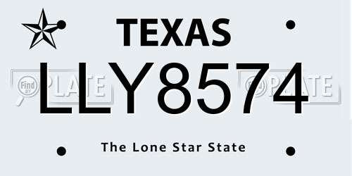 LLY8574 Texas License Plate