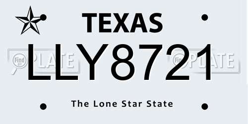 LLY8721 Texas License Plate