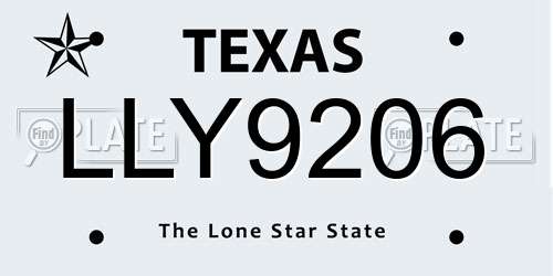 LLY9206 Texas License Plate