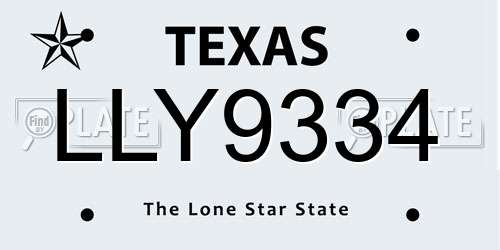 LLY9334 Texas License Plate