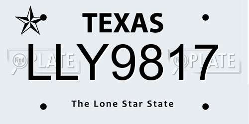 LLY9817 Texas License Plate