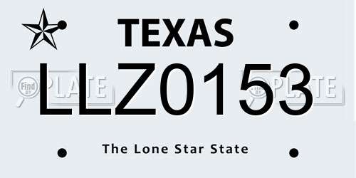 LLZ0153 Texas License Plate