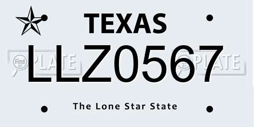 LLZ0567 Texas License Plate