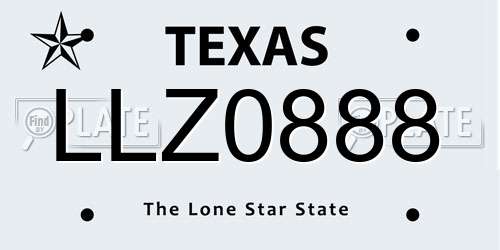 LLZ0888 Texas License Plate