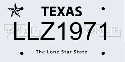 LLZ1971 Texas License Plate
