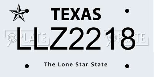 LLZ2218 Texas License Plate