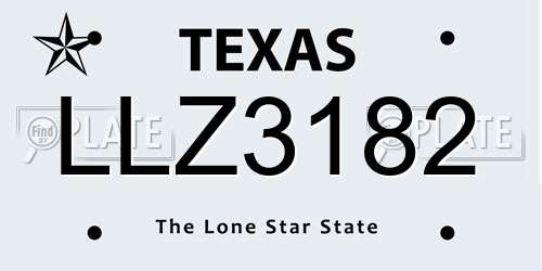 LLZ3182 Texas License Plate