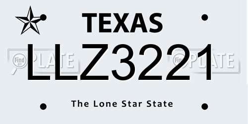 LLZ3221 Texas License Plate