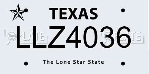 LLZ4036 Texas License Plate
