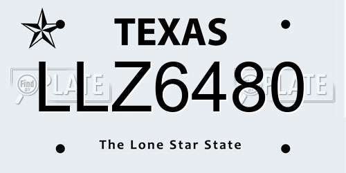 LLZ6480 Texas License Plate