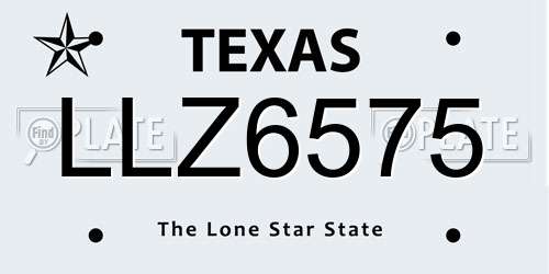 LLZ6575 Texas License Plate