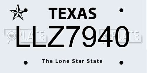 LLZ7940 Texas License Plate