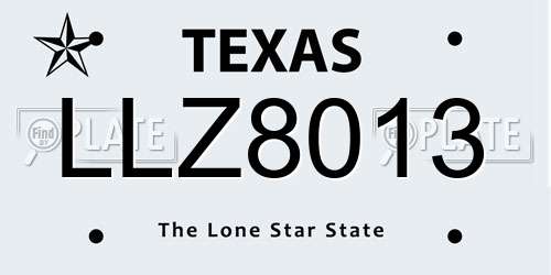 LLZ8013 Texas License Plate