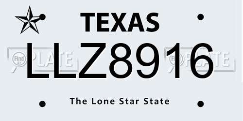 LLZ8916 Texas License Plate