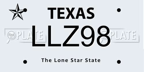 LLZ98 Texas License Plate