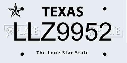 LLZ9952 Texas License Plate