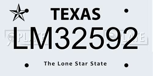 LM32592 Texas License Plate
