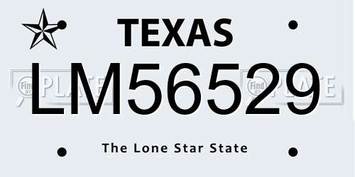 LM56529 Texas License Plate