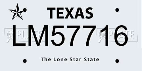 LM57716 Texas License Plate