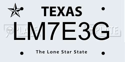 LM7E3G Texas License Plate