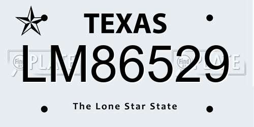LM86529 Texas License Plate