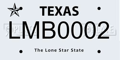 LMB0002 Texas License Plate