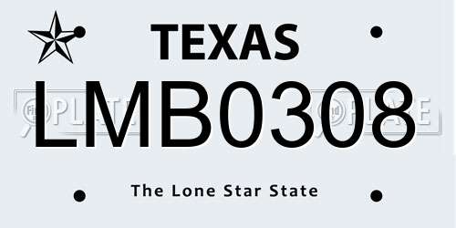 LMB0308 Texas License Plate
