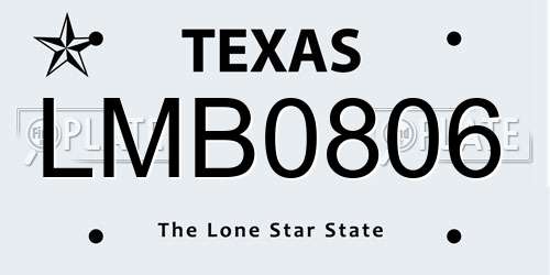 LMB0806 Texas License Plate