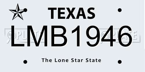 LMB1946 Texas License Plate