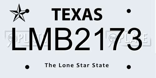 LMB2173 Texas License Plate