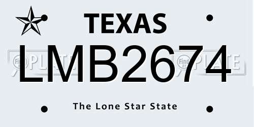 LMB2674 Texas License Plate