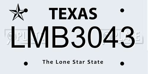 LMB3043 Texas License Plate