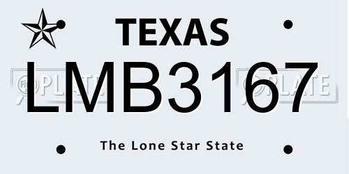 LMB3167 Texas License Plate
