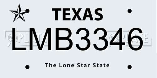 LMB3346 Texas License Plate