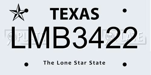 LMB3422 Texas License Plate