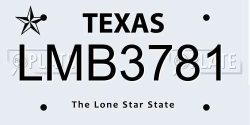 LMB3781 Texas License Plate