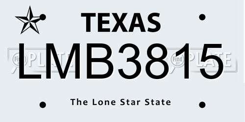 LMB3815 Texas License Plate