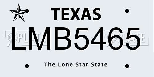 LMB5465 Texas License Plate