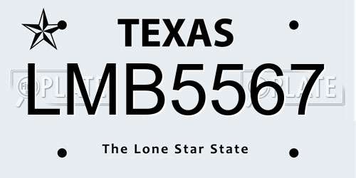LMB5567 Texas License Plate