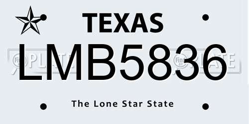 LMB5836 Texas License Plate