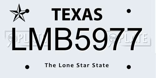LMB5977 Texas License Plate