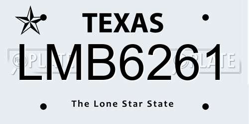 LMB6261 Texas License Plate