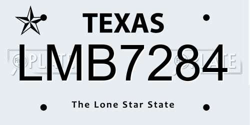 LMB7284 Texas License Plate