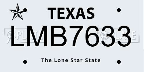 LMB7633 Texas License Plate