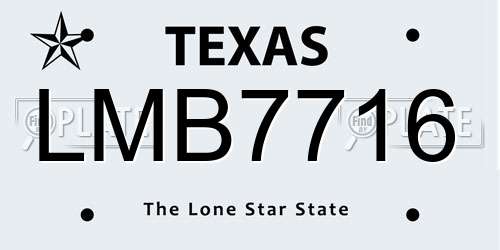 LMB7716 Texas License Plate