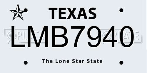 LMB7940 Texas License Plate