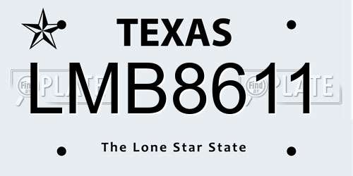 LMB8611 Texas License Plate