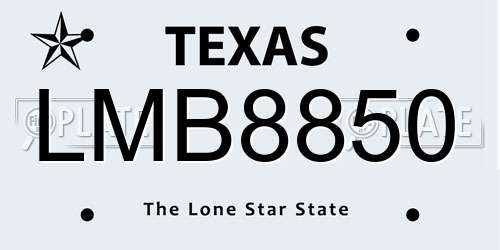 LMB8850 Texas License Plate